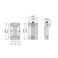 51-040-1 MODULAR SOLUTIONS POLYAMIDE HINGE<br>45 W/BUILT-IN SAFETY SWITCH, M12 MALE CONN. BLACK